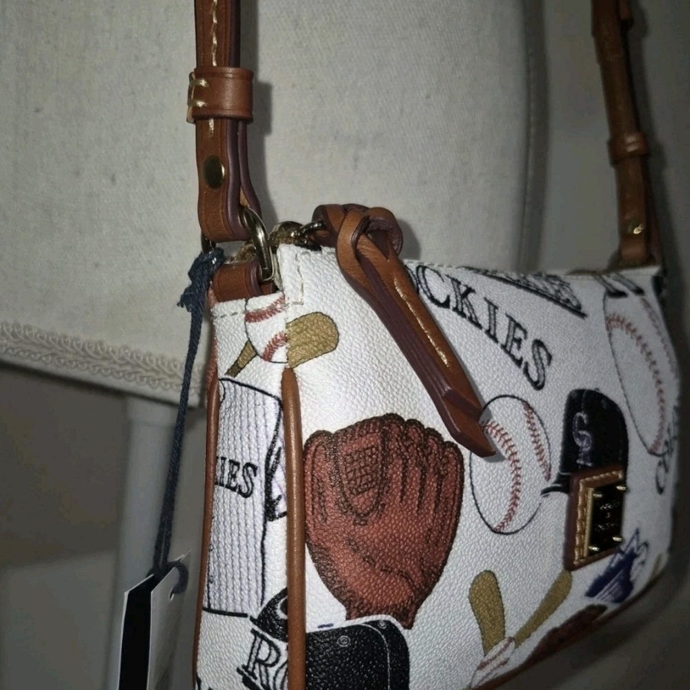Dooney & Bourke White Baseball Print Crossbody Bag - Picture 6 of 15